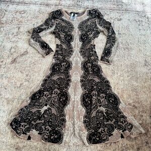 BCBGMaxAzria sweater dress XS lace tan